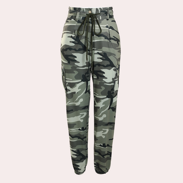 Casual camouflage print trousers for women