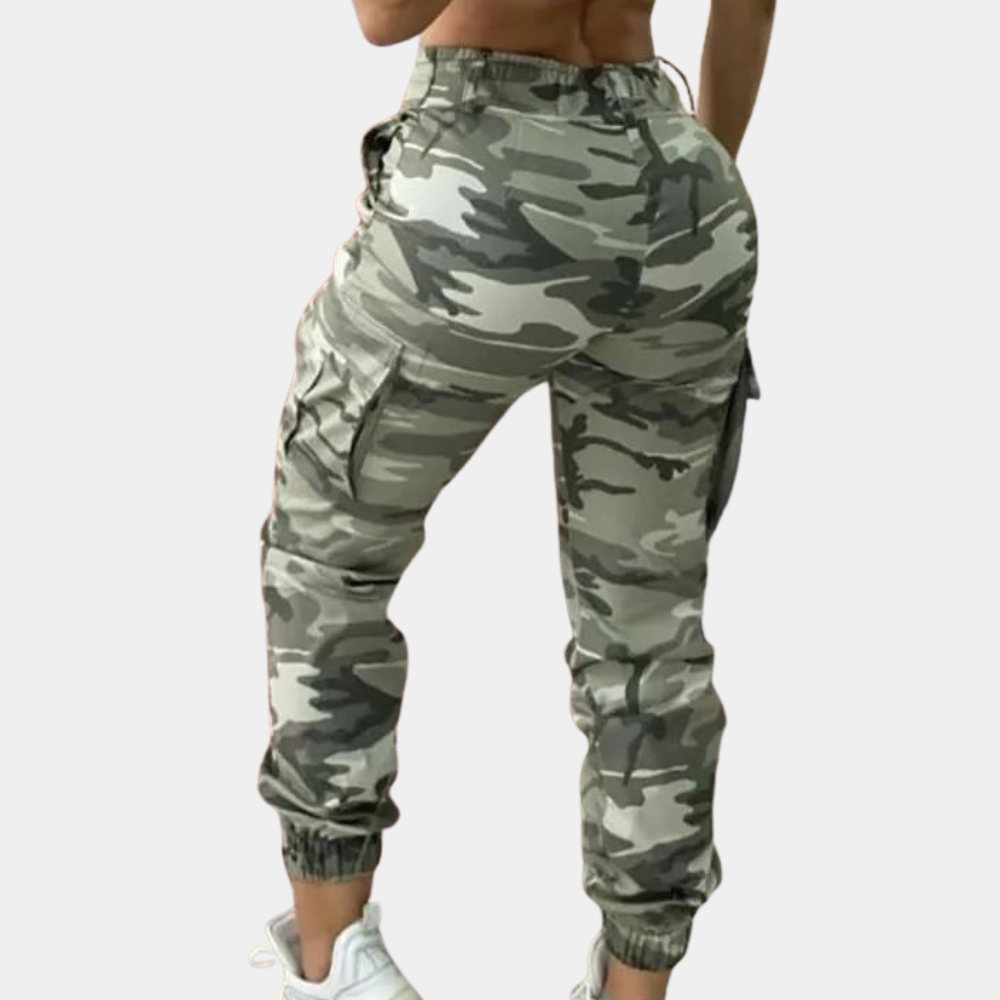 Casual camouflage print trousers for women