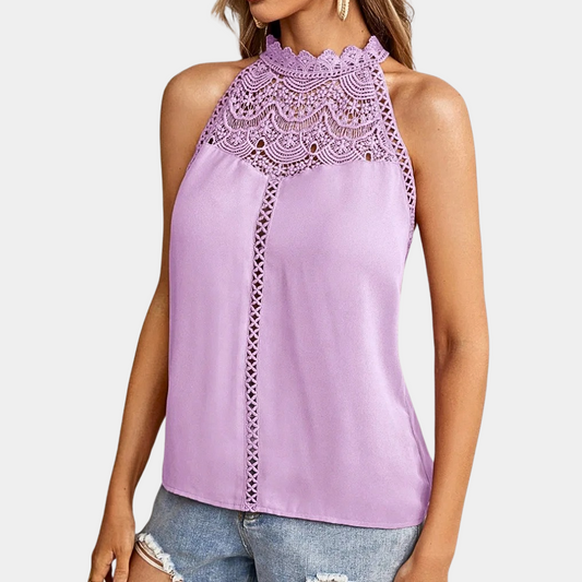 Lace Detail Breathable Halter Top