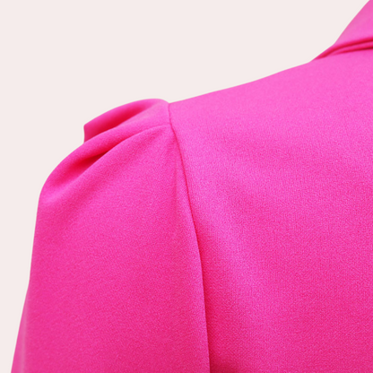 Women's Blazer Dress - Double-Breasted Tailored Fit - Belted Waist - 3/4 Sleeve Formal Wear