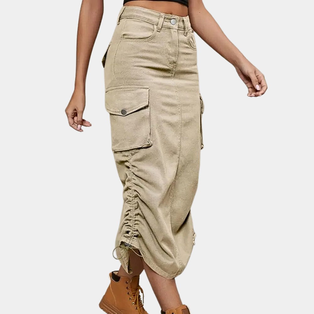 Denim mid-length skirt for women