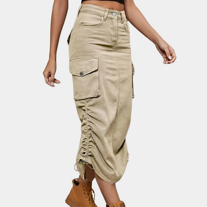 Denim mid-length skirt for women