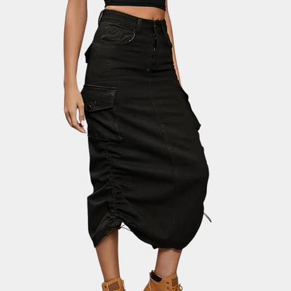 Denim mid-length skirt for women