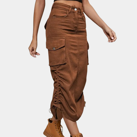 Mid-Length Denim Skirt