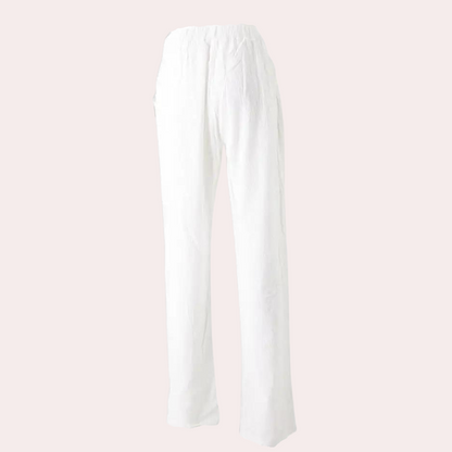 Women’s Relaxed Fit Pants - Elastic Waist - Lightweight Cotton Linen - Casual Wear