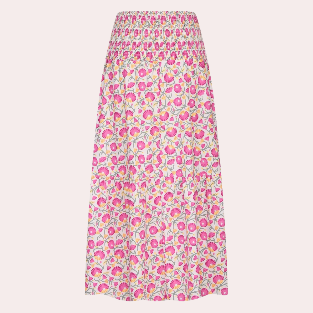 Women's Maxi Skirt - High-Rise Smocked Waist - Flowing A-Line Boho Style