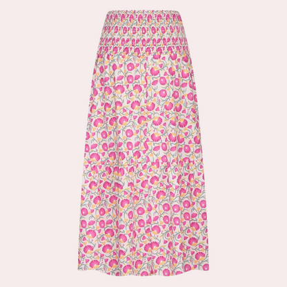 Women's Maxi Skirt - High-Rise Smocked Waist - Flowing A-Line Boho Style
