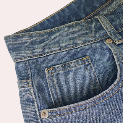 Women's mid-waist straight-leg denim pants