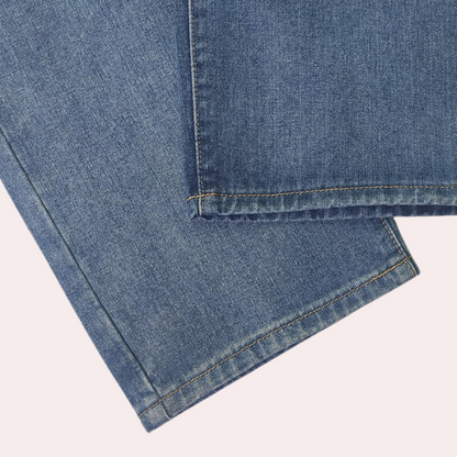 Women's mid-waist straight-leg denim pants
