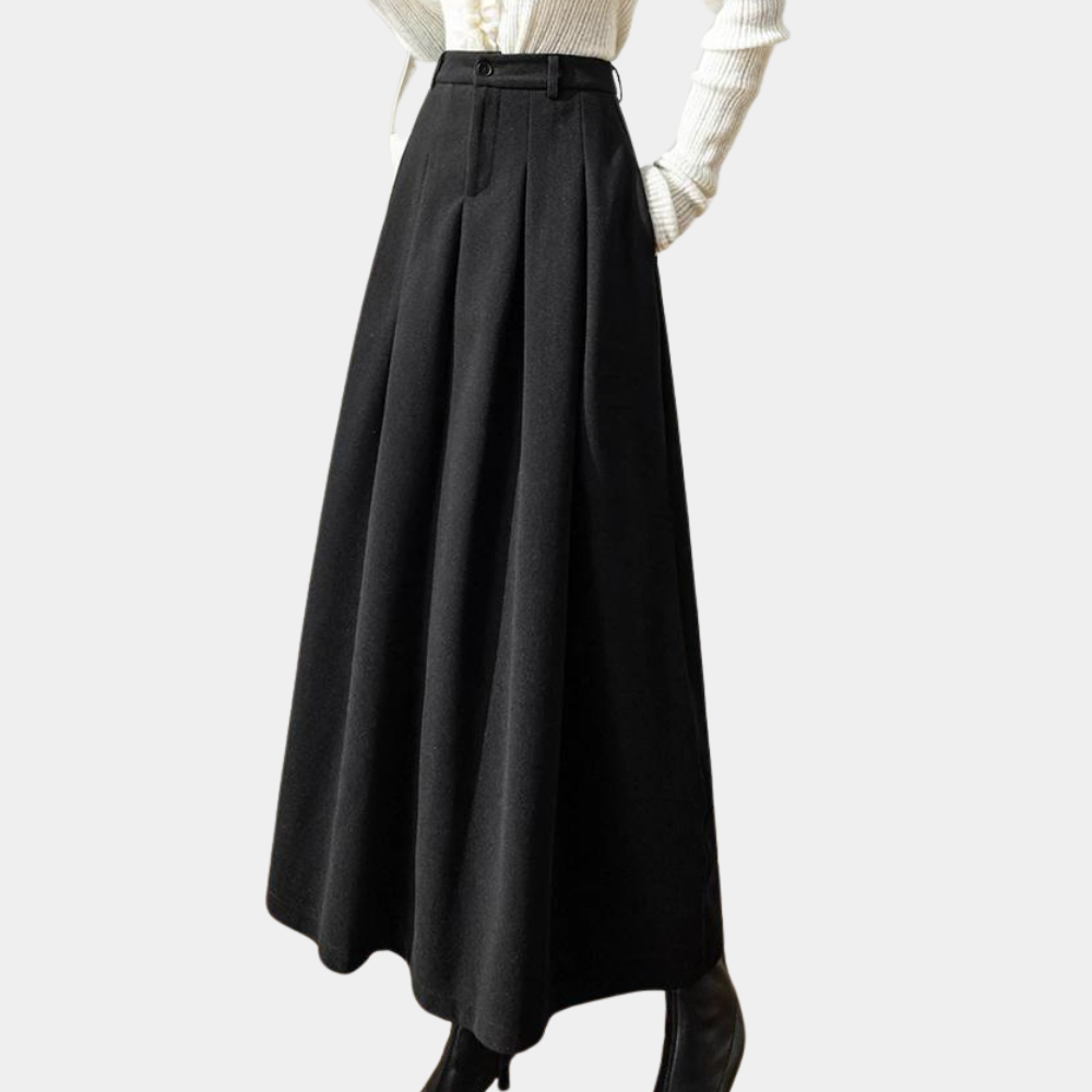 High-waisted pleated maxi skirt for women