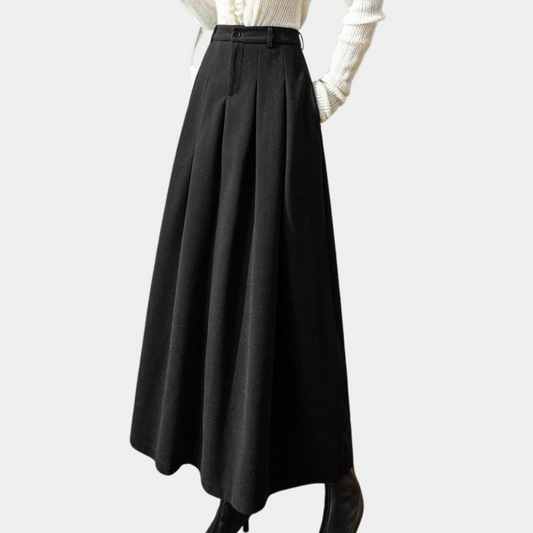 High-Waisted Pleated Maxi Skirt