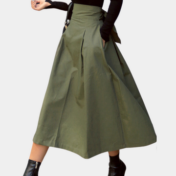 A-line umbrella swing skirt with big bow for women