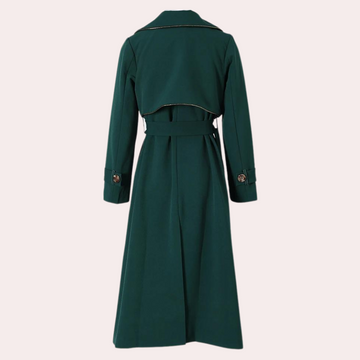 Dark green mid-length slim fit trench coat for women