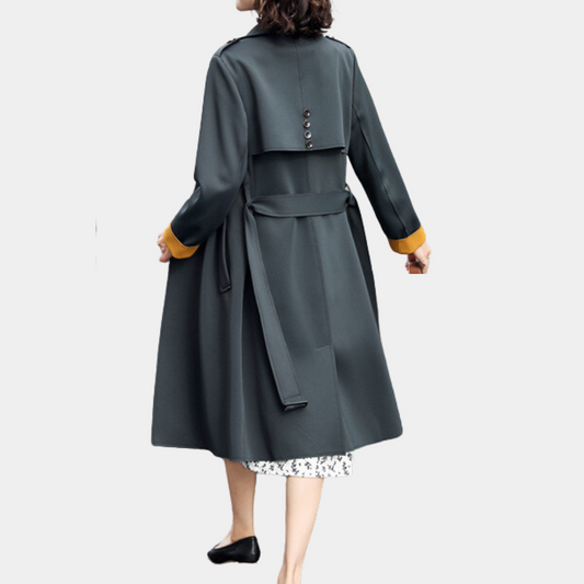 Belted Double Breasted Knee Length Trench Coat