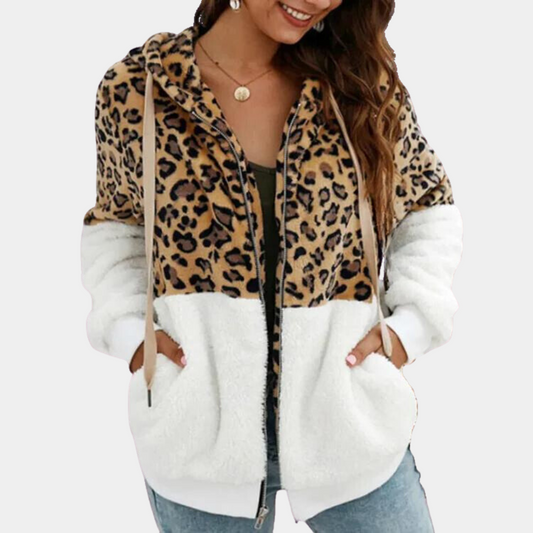 Leopard Print Zip-Up Hoodie