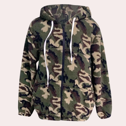 Women's Oversized Hooded Jacket - Plush Fleece - Zip-Up - Casual Warm Outerwear