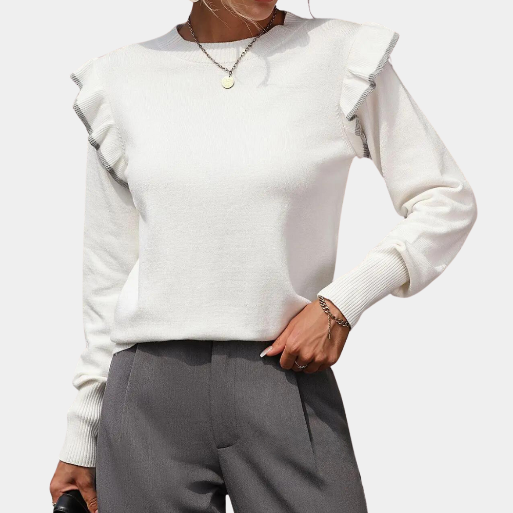 Fashionable women's sweater with a comfortable ruffle pattern