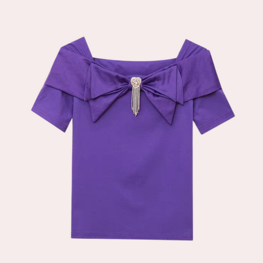 Off-Shoulder Bow Detail Fitted Top
