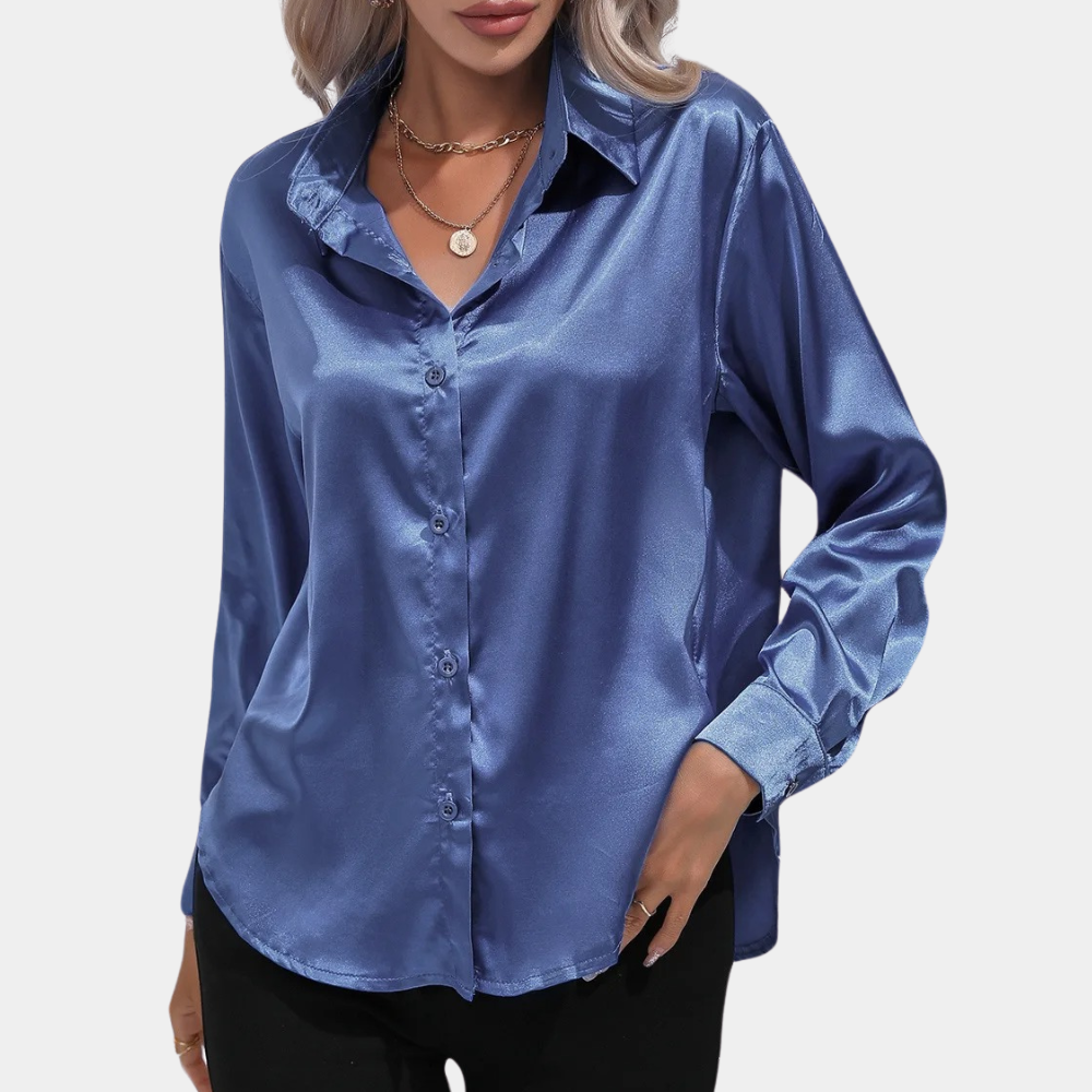 Shiny loose-fitting blouse for women