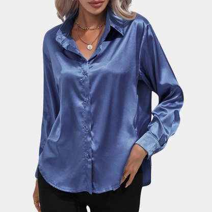Shiny loose-fitting blouse for women