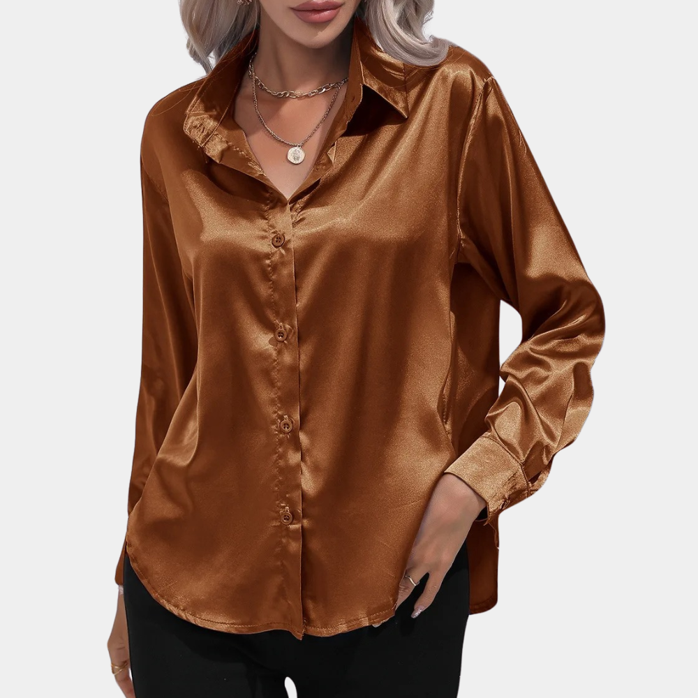 Shiny loose-fitting blouse for women
