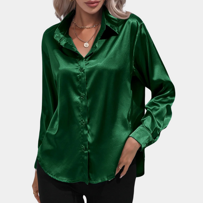 Shiny loose-fitting blouse for women