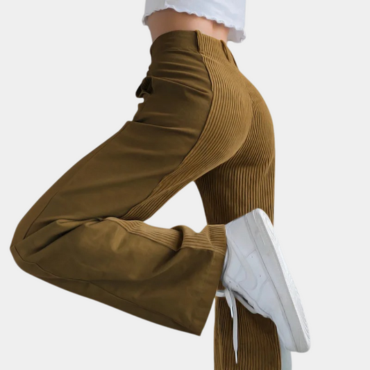 Corduroy Straight Solid Color Pants