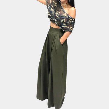 Flared wide leg trousers for women