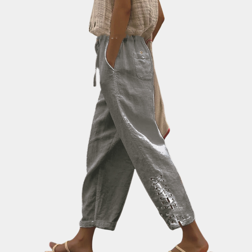 Comfortable Fiber Blend Ankle Length Casual Pants