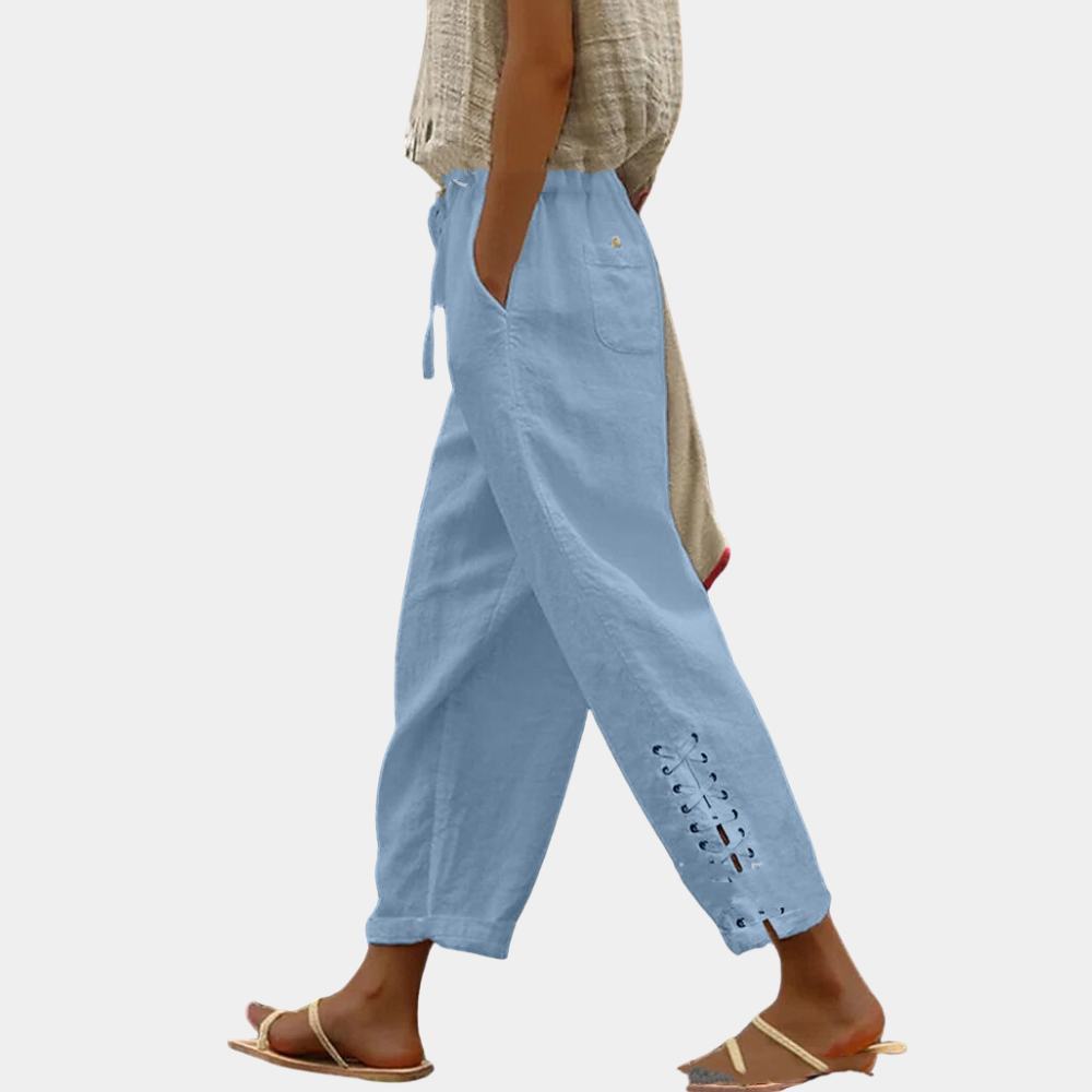 Comfortable Fiber Blend Ankle Length Casual Pants
