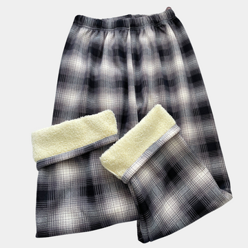 Loose drape plaid wide-leg trousers for women