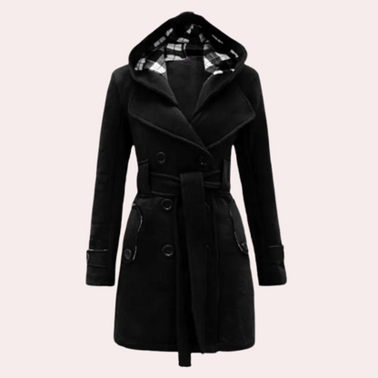 Women's checkered hooded coat