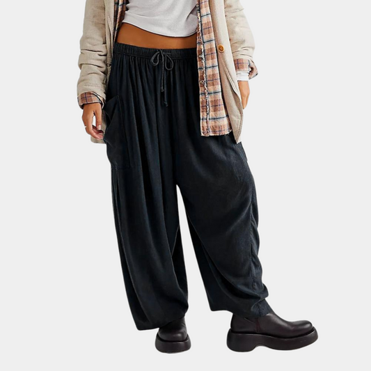 Linen Wide-Leg Cropped Trousers