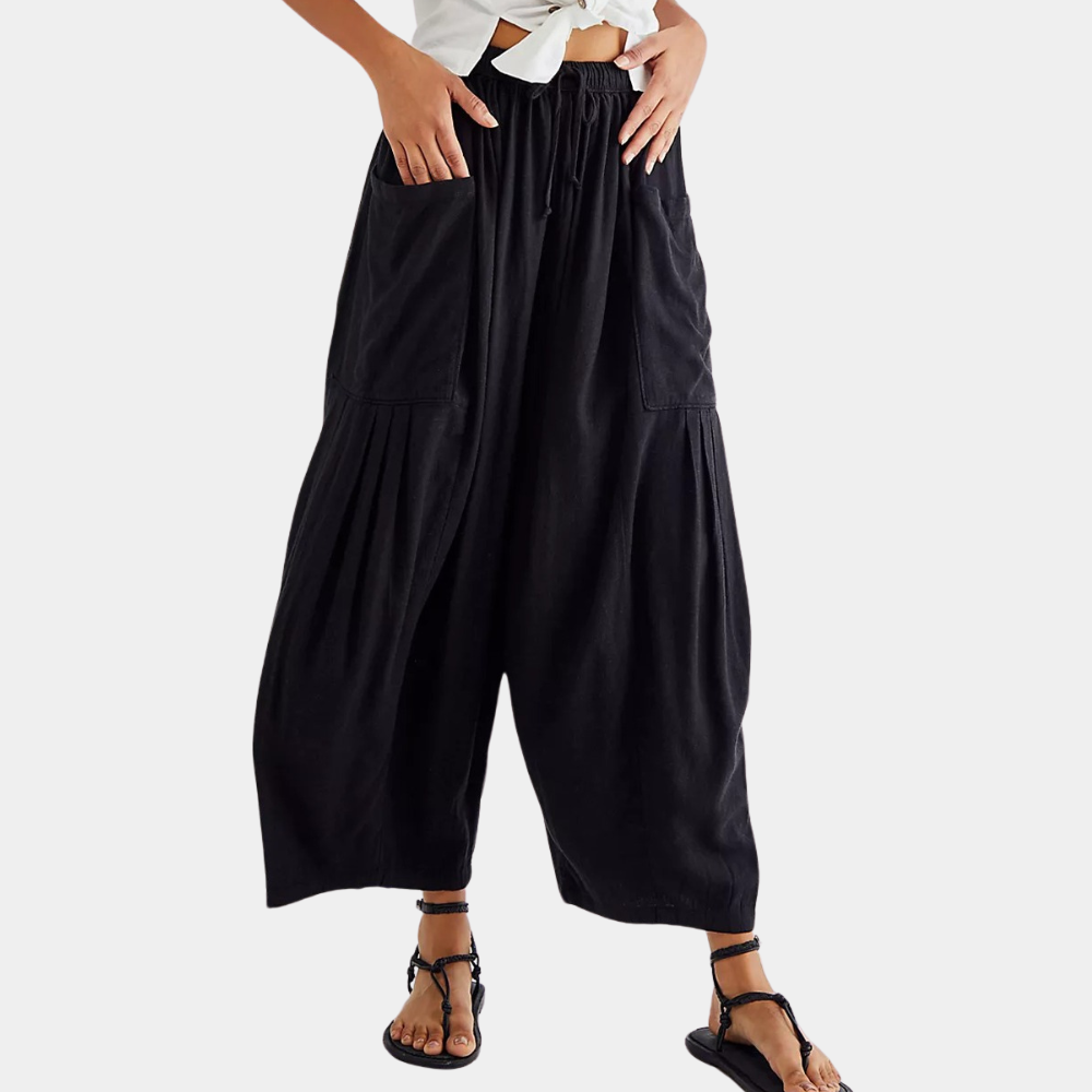 Women's Linen wide-leg cropped trousers