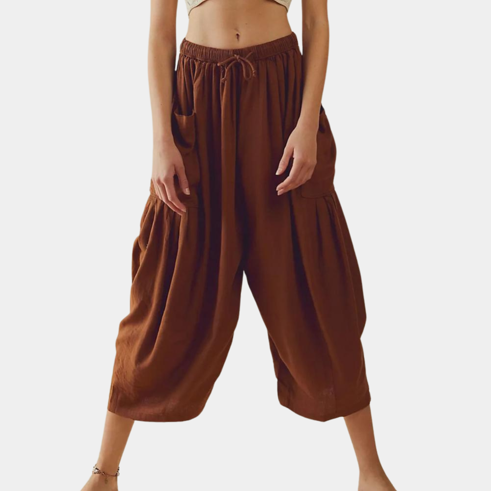 Women's Linen wide-leg cropped trousers