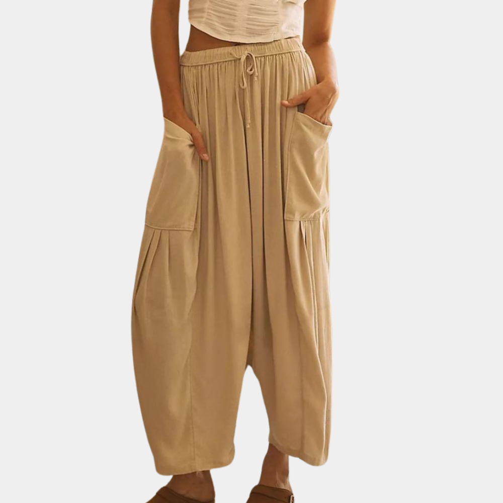 Women's Linen wide-leg cropped trousers