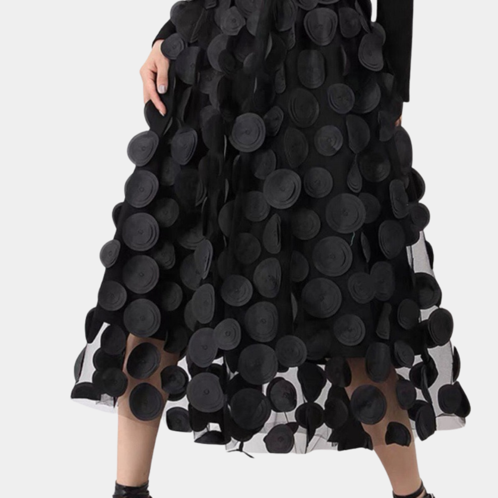 Women's high-waist polka dot gauze skirt