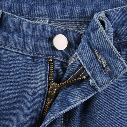 Trendy printed loose wide-leg denim trousers for women