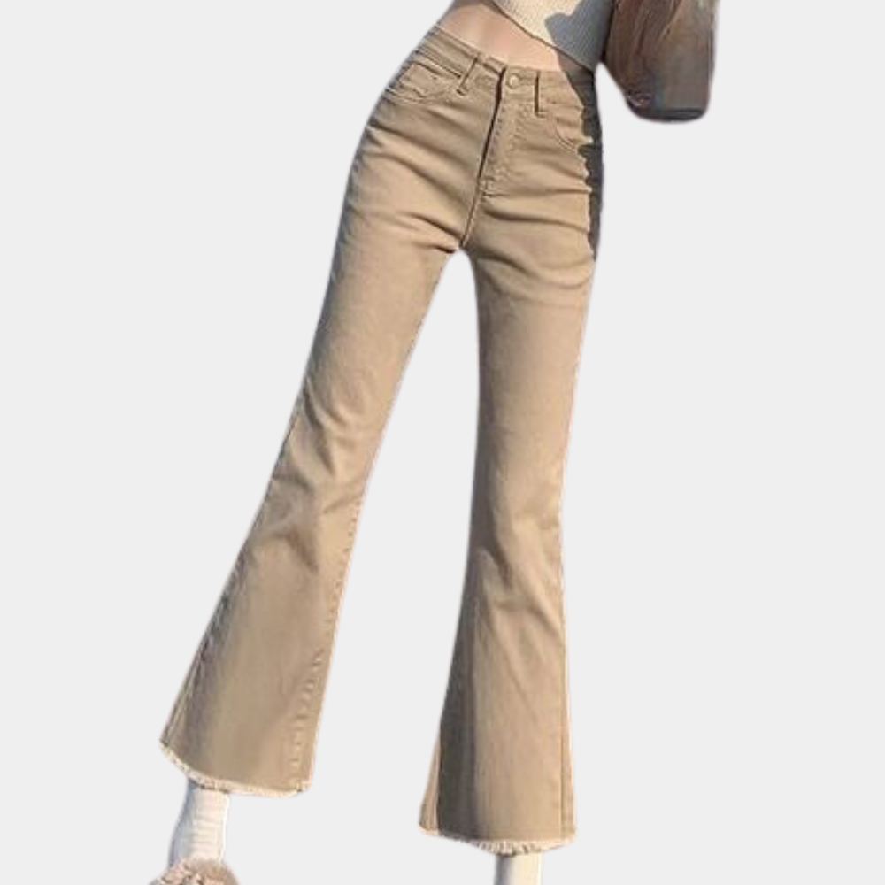 Women's high waist flared denim pants