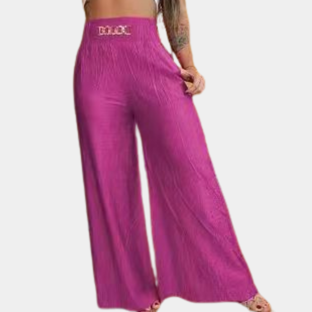 Wide-leg high waist flared trousers for women