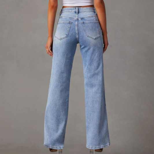 Wide-Leg Loose Fit Stitching Design Jeans