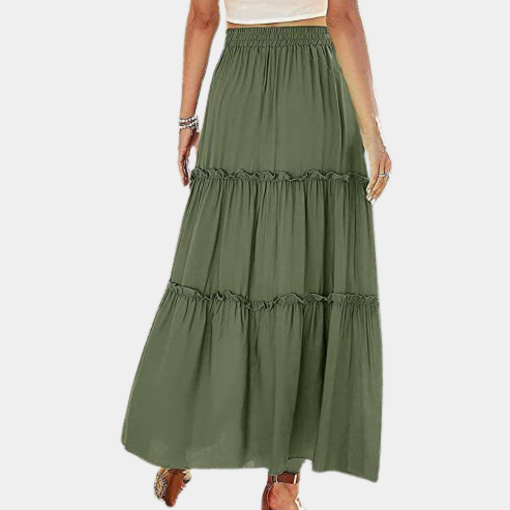 High waist mid-length bohemian a-line skirt for women