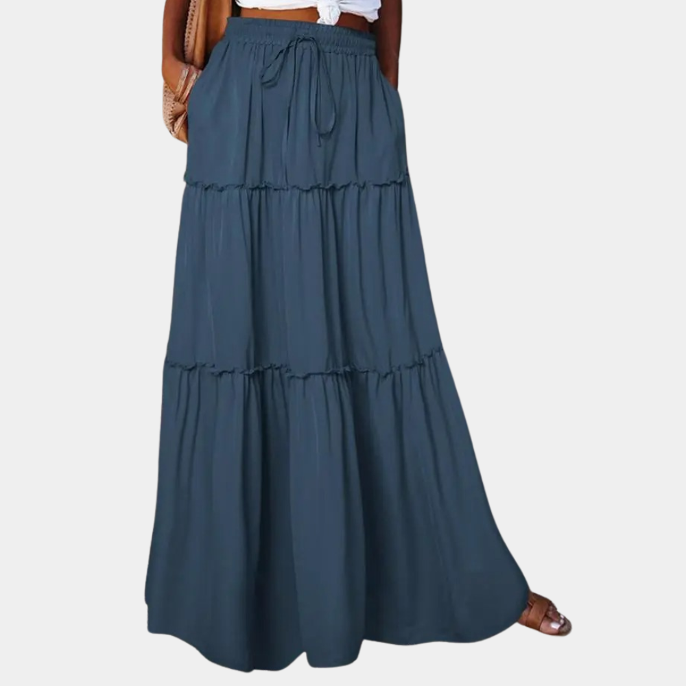 High waist mid-length bohemian a-line skirt for women