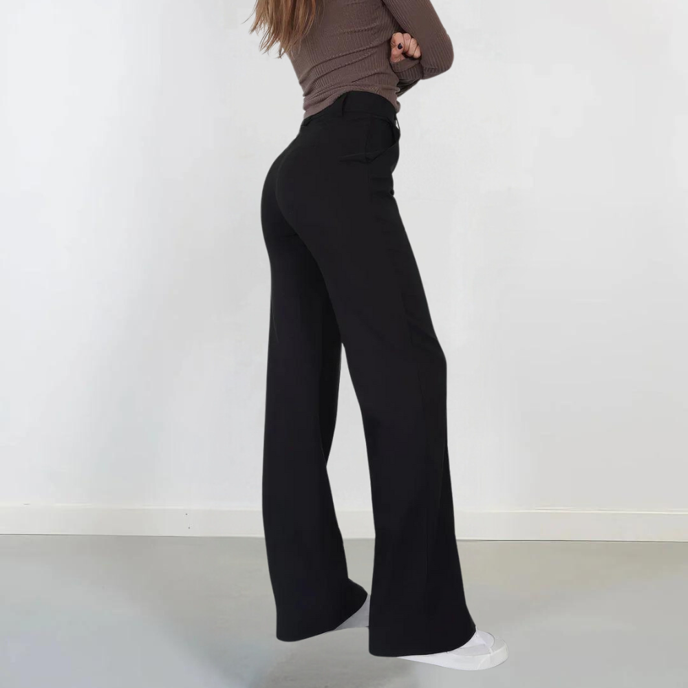 Women's mid-rise straight trouser pants
