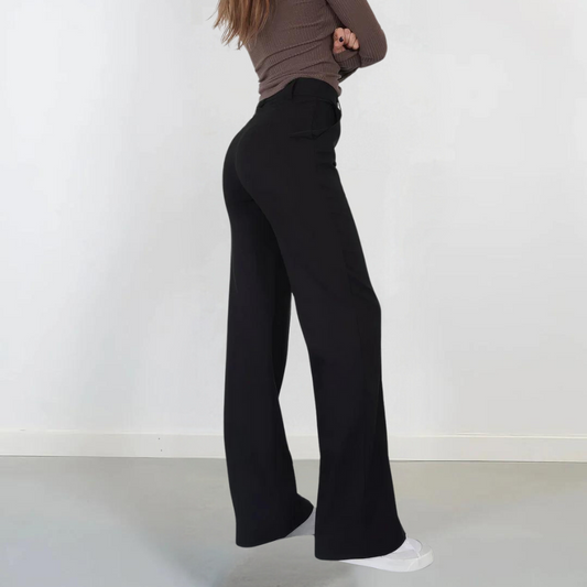 Mid-Rise Straight Trouser Pants