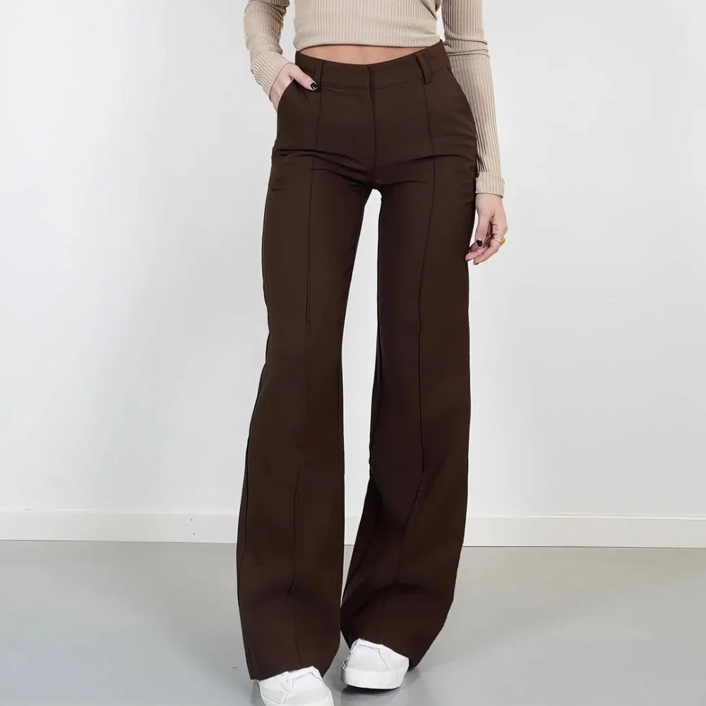 Women's mid-rise straight trouser pants