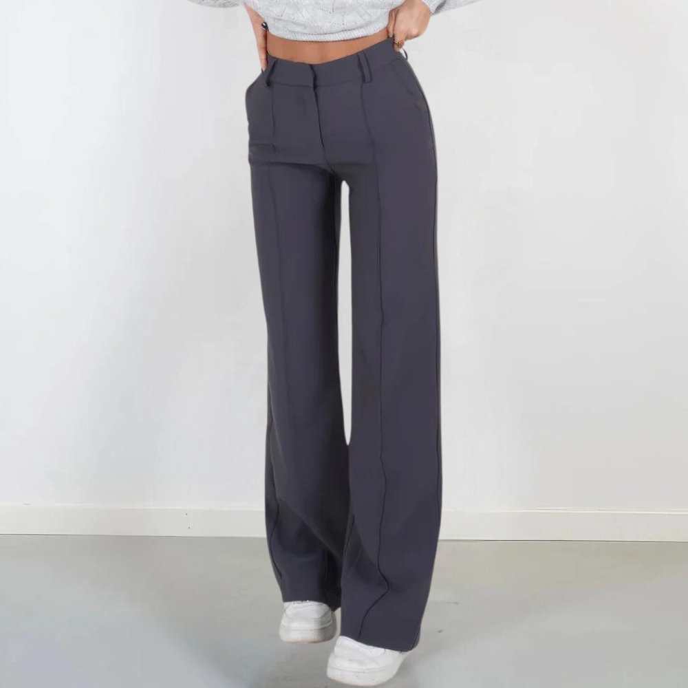 Women's mid-rise straight trouser pants