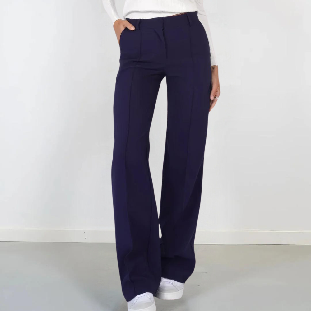 Mid-Rise Straight Trouser Pants