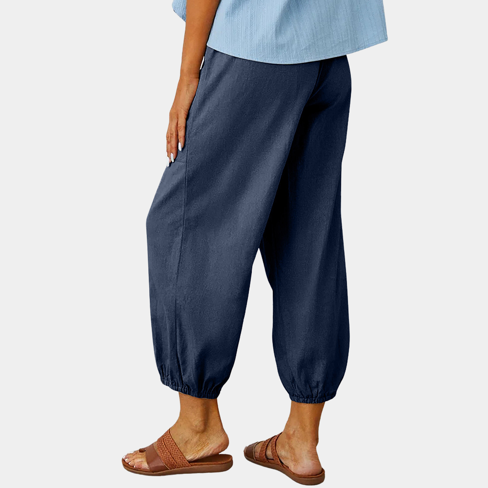 Loose Fit Elastic Waist Cropped Pants
