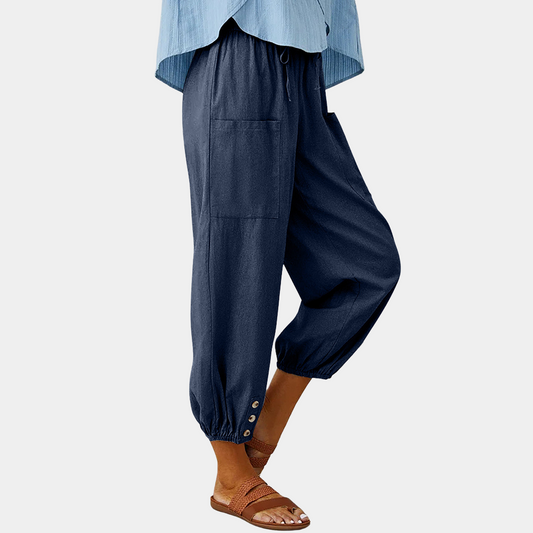 Loose Fit Elastic Waist Cropped Pants